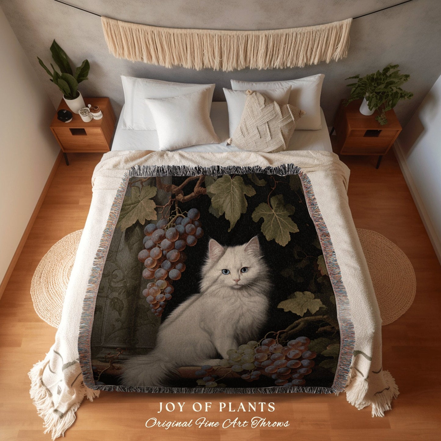 Cat Blanket Woven Tapestry | Woven Fringe Blanket Cat lover Gift Funny Tapestry William Morris Tapestry Morris Decor Cat Blanket Cute Kitten