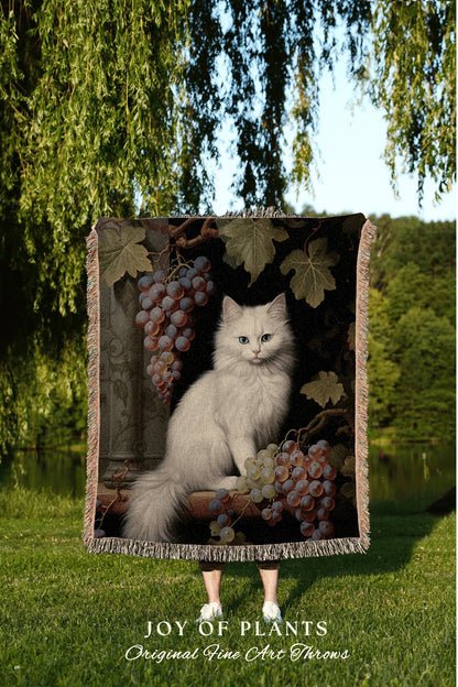 Cat Blanket Woven Tapestry | Woven Fringe Blanket Cat lover Gift Funny Tapestry William Morris Tapestry Morris Decor Cat Blanket Cute Kitten