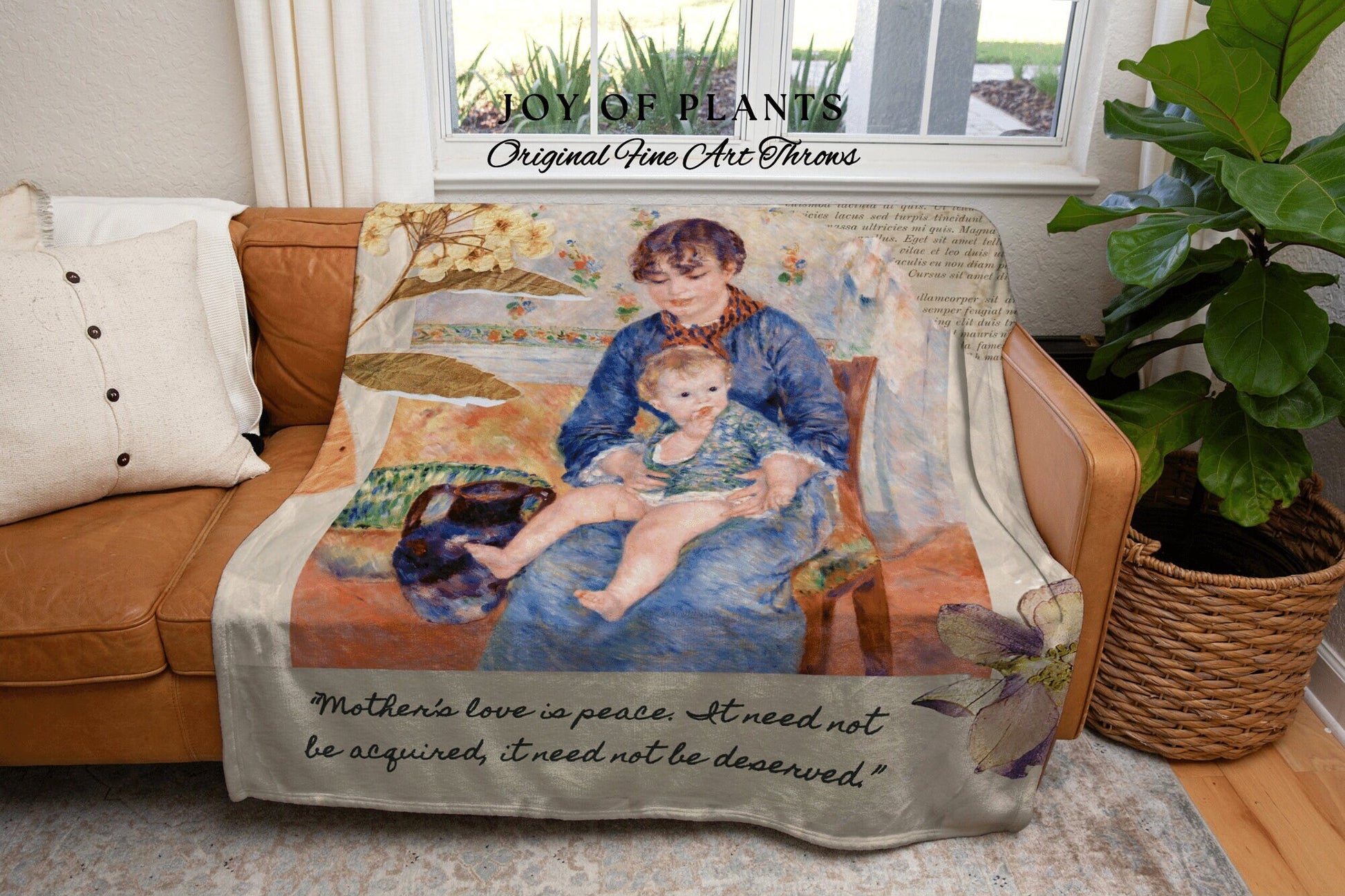 Mother Daughter Art Blanket | Mary Cassatt Mother's Day Keepsake Blanket Woven Throw Gift for Mom Custom Blanket Quote Meaningful Mom Gift |