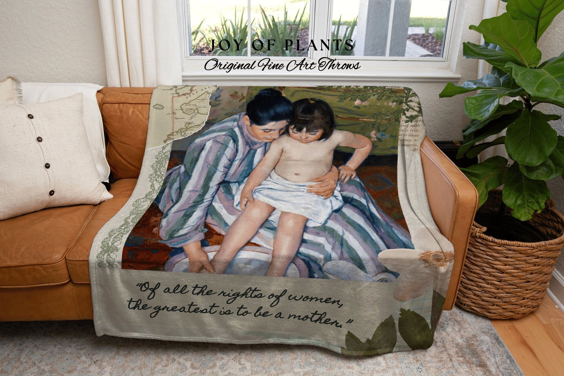 Custom Mom Quote Blanket | Mary Cassatt Mother's Day Keepsake Blanket Woven Throw Gift for Mom Custom Blanket Quote Meaningful Mommy Blanket