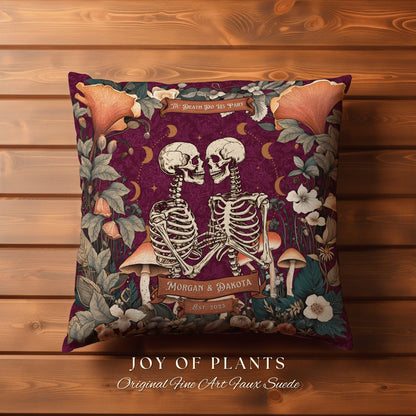 Custom Skeleton Couple Pillow | Dark Academia Decor Custom Anniversary Meaningful Custom Gift for Couple Housewarming Unique Gift for Couple