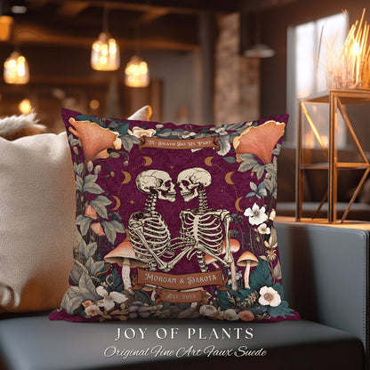 Custom Skeleton Couple Pillow | Dark Academia Decor Custom Anniversary Meaningful Custom Gift for Couple Housewarming Unique Gift for Couple