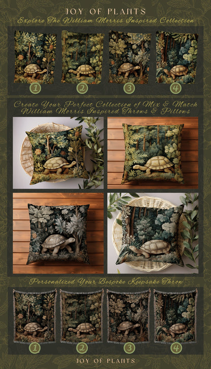 Woven Throw Pillow William Morris | William Morris Inspired Pillow Woodland Cottagecore Decor Pillow Maximalist Home Decor Morris Tortoise |