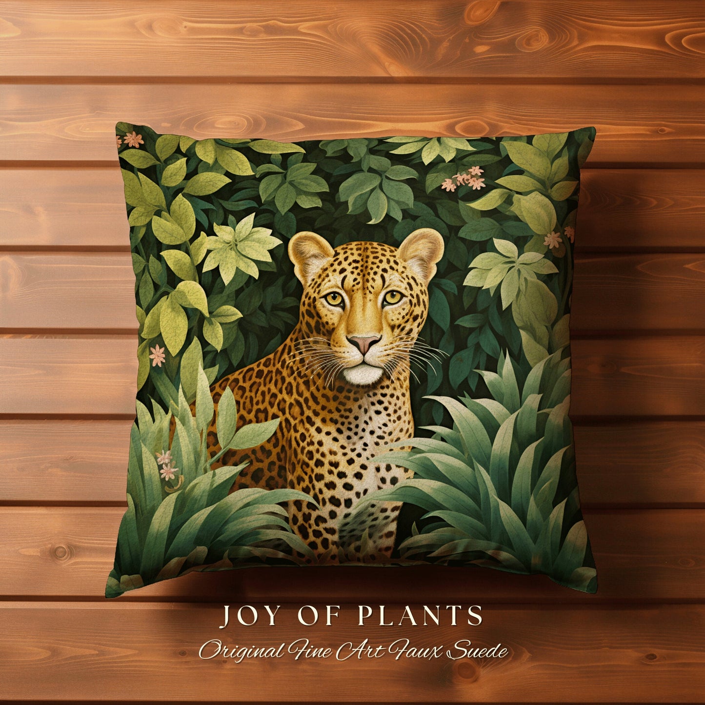 Jungle Pillow Leopard Decor | William Morris Inspired Pillow Woodland Decor Pillow Maximalist Decor Throw Pillow Botanical Leopard Pillow |