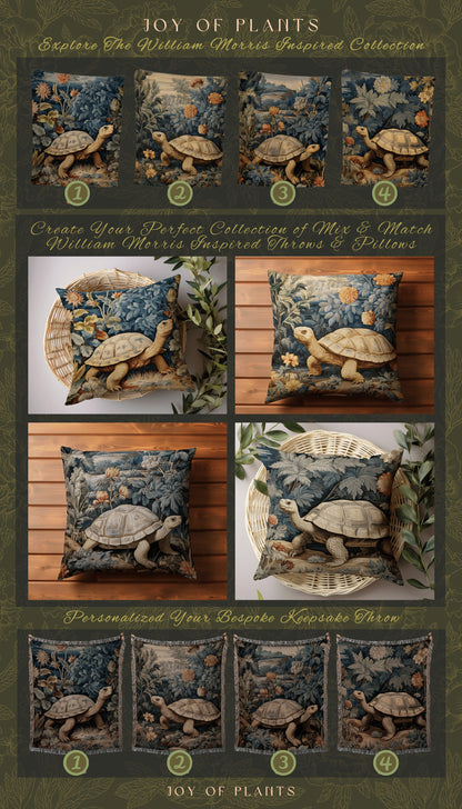 Fairycore Turtle Throw Pillow | William Morris Inspired Pillow Woodland Cottagecore Decor Pillow Maximalist Home Decor Morris Tortoise Decor