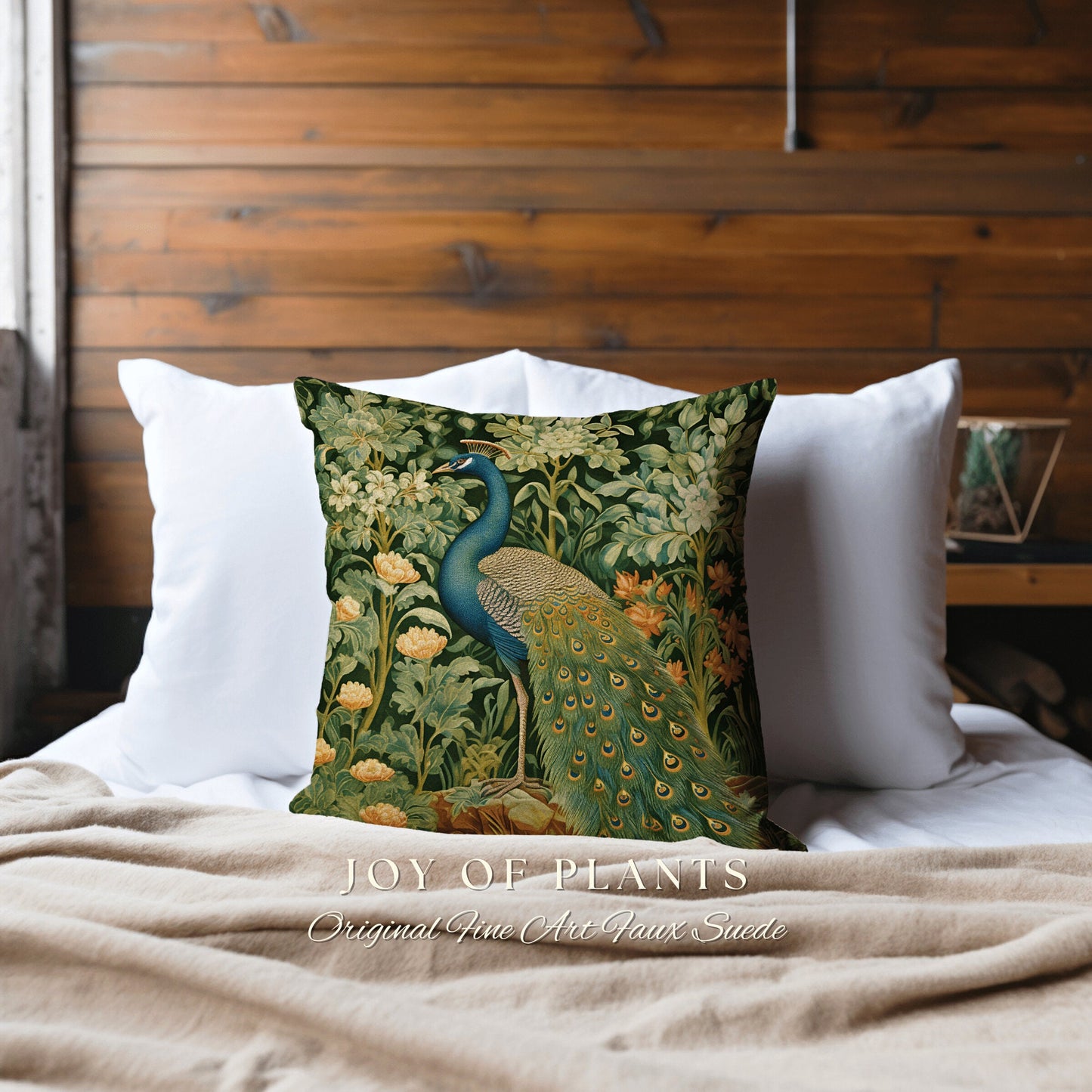 Peacock Throw Pillow Woven | William Morris Inspired Fox Pillow Woodland Decor Pillow Maximalist Home Decor Throw Pillow Botanical Peacock