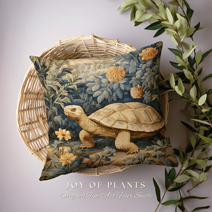 Fairycore Turtle Throw Pillow | William Morris Inspired Pillow Woodland Cottagecore Decor Pillow Maximalist Home Decor Morris Tortoise Decor