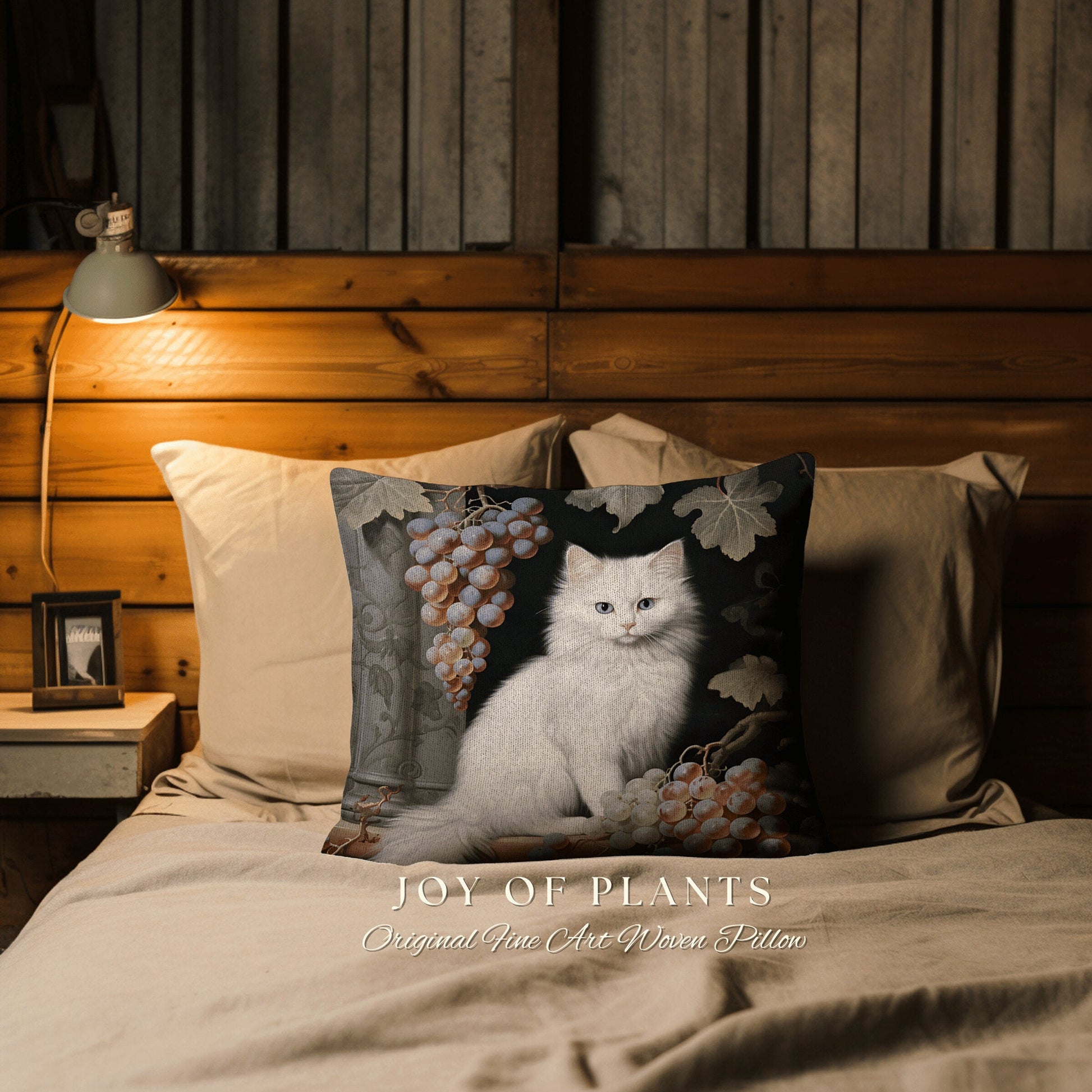 White Cat Morris Pillow Woven | Botanical William Morris Inspired Pillow Cottagecore Decor Pillow Home Decor Housewarming Gift Pillow Cat |