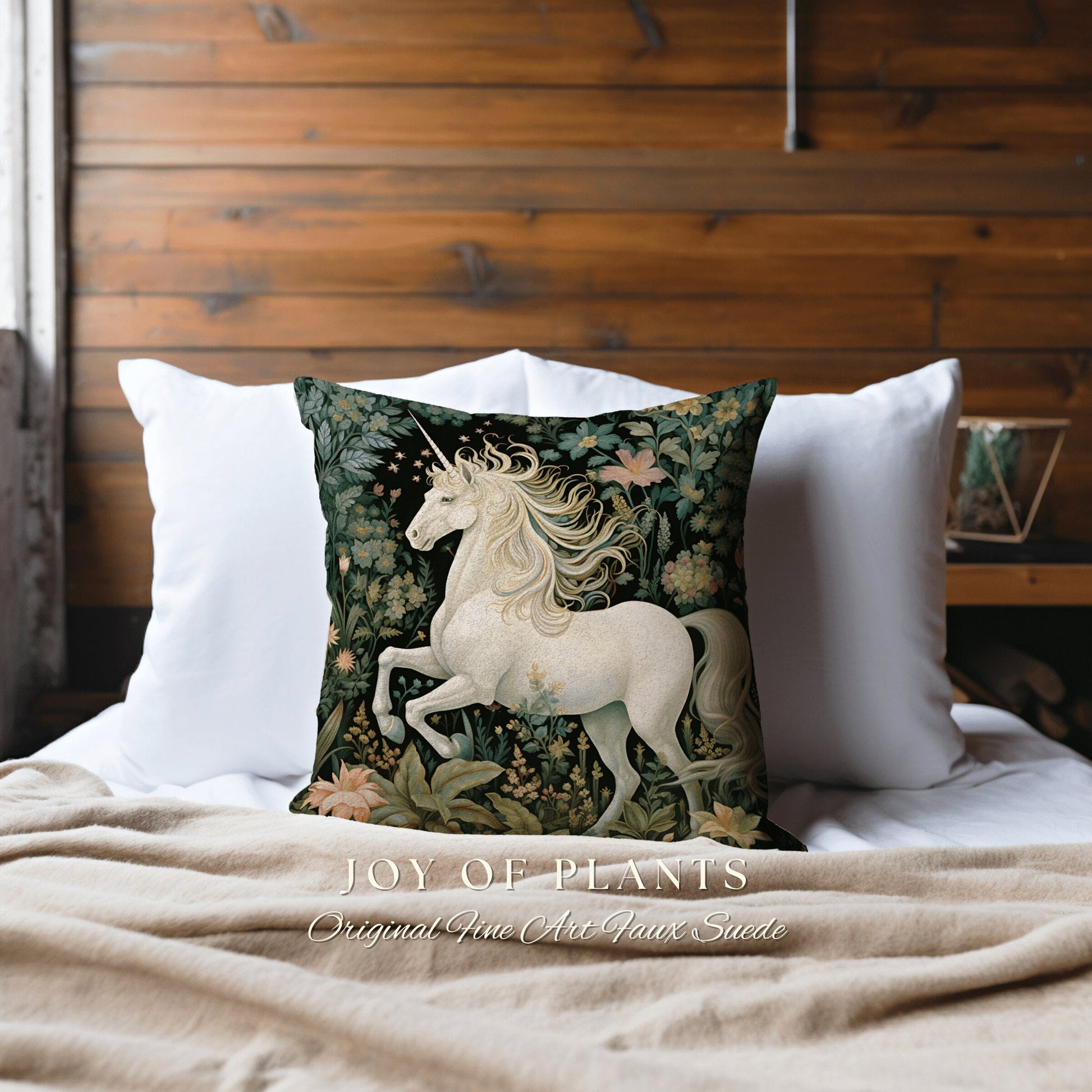 Medieval Unicorn Pillow Woven | William Morris Inspired Pillow Woodland Decor Pillow Magical Home Decor Throw Pillow Victorian Unicorn Art |