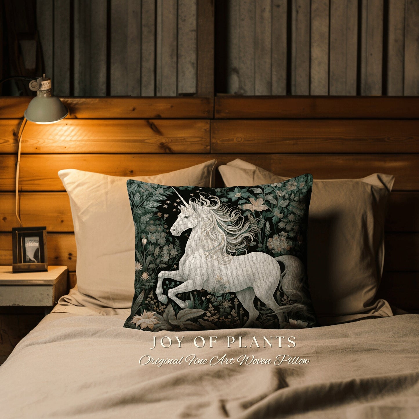 Medieval Unicorn Pillow Woven | William Morris Inspired Pillow Woodland Decor Pillow Magical Home Decor Throw Pillow Victorian Unicorn Art |