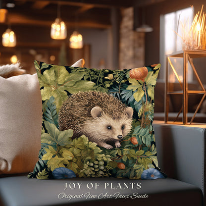 Woven Throw Pillow Morris Hedge Hog | William Morris Inspired Pillow Vintage Medieval Throw Pillow Home Decor Custom Morris Style Hedgehog |