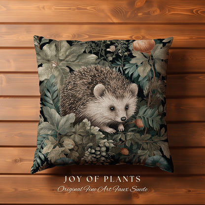 Woven Throw Pillow Morris Hedge Hog | William Morris Inspired Pillow Vintage Medieval Throw Pillow Home Decor Custom Morris Style Hedgehog |