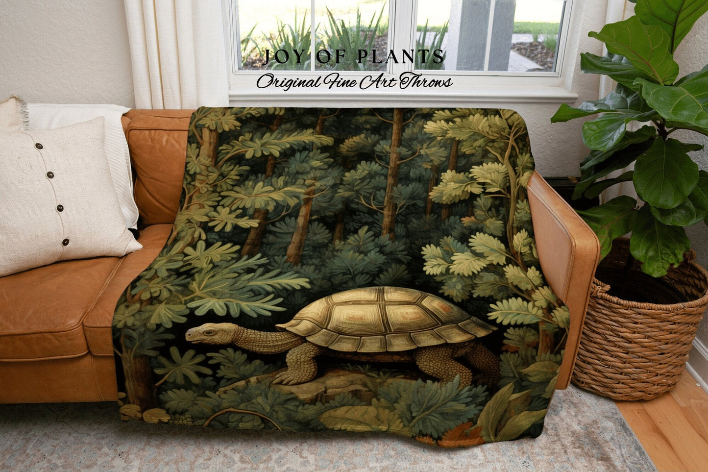 Nature Throw Blanket Woodland | William Morris inspired Botanical Blanket Woodland Cottagecore Maximalist Decor Woven Blanket Turtle Decor |