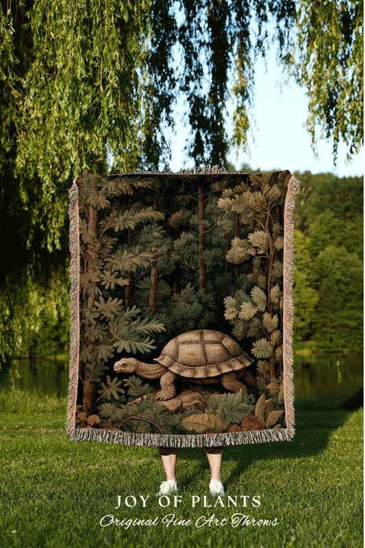 Nature Throw Blanket Woodland | William Morris inspired Botanical Blanket Woodland Cottagecore Maximalist Decor Woven Blanket Turtle Decor |