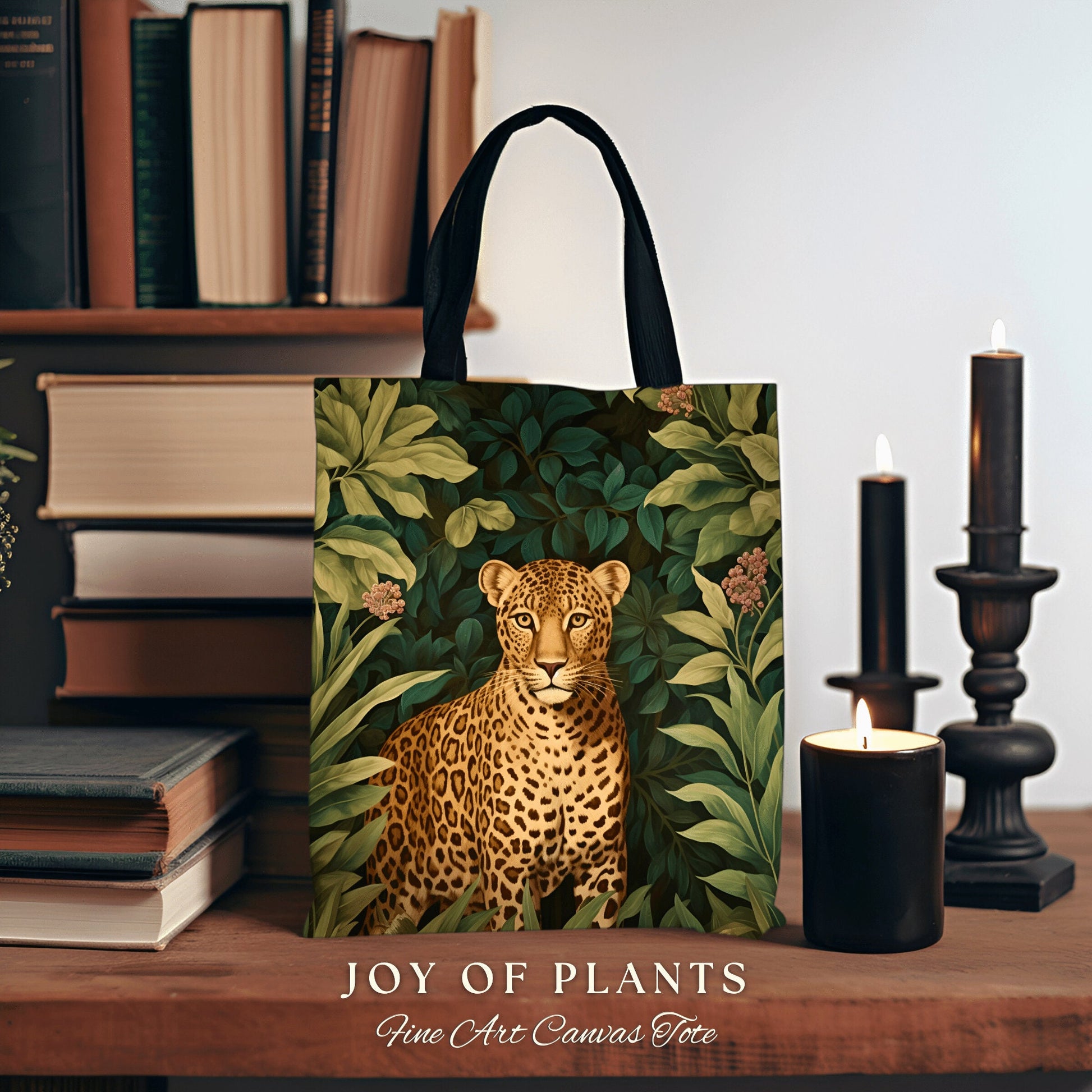 Botanical Leopard Tote Bag | William Morris Inspired Tote Bag Cottagecore Satchel Maximalist Tapestry Tote Woven Botanical Fairy Grunge Bag