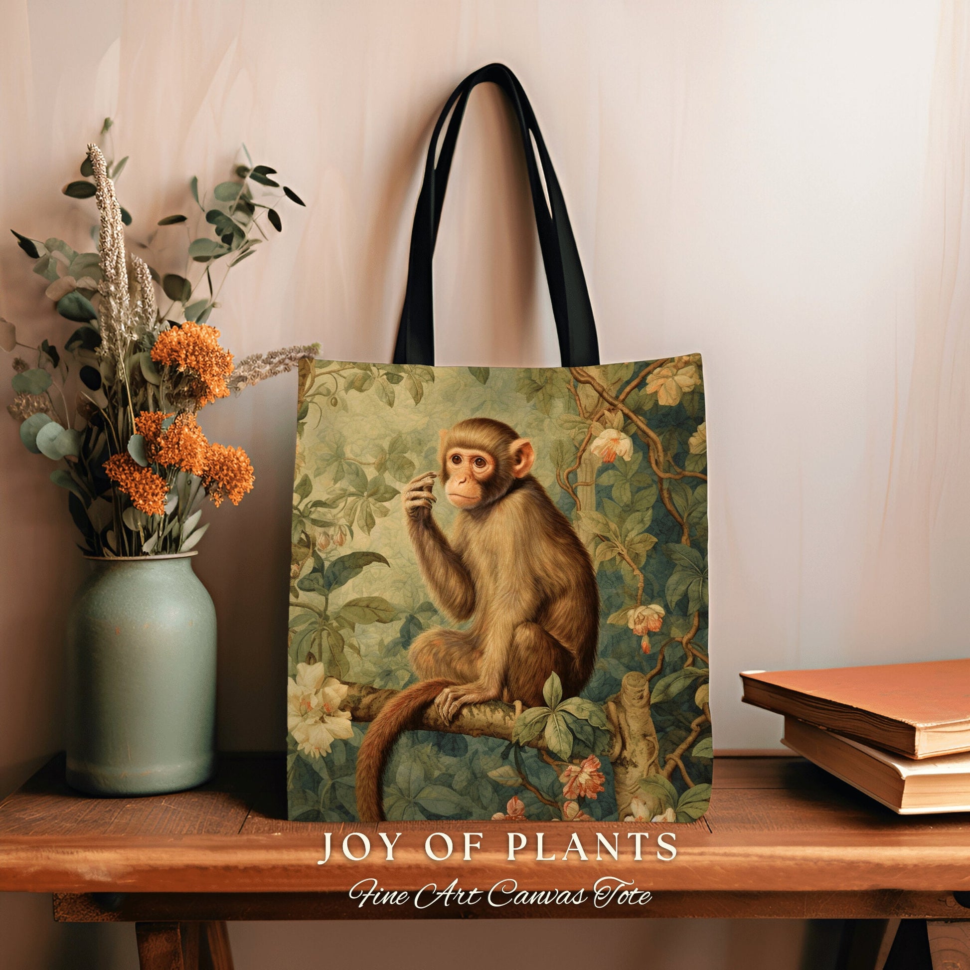 Victorian Monkey Tote Bag | William Morris Inspired Tote Bag Mushroomcore Satchel Maximalist Tapestry Tote Woven Victorian Fairy Grunge Bag