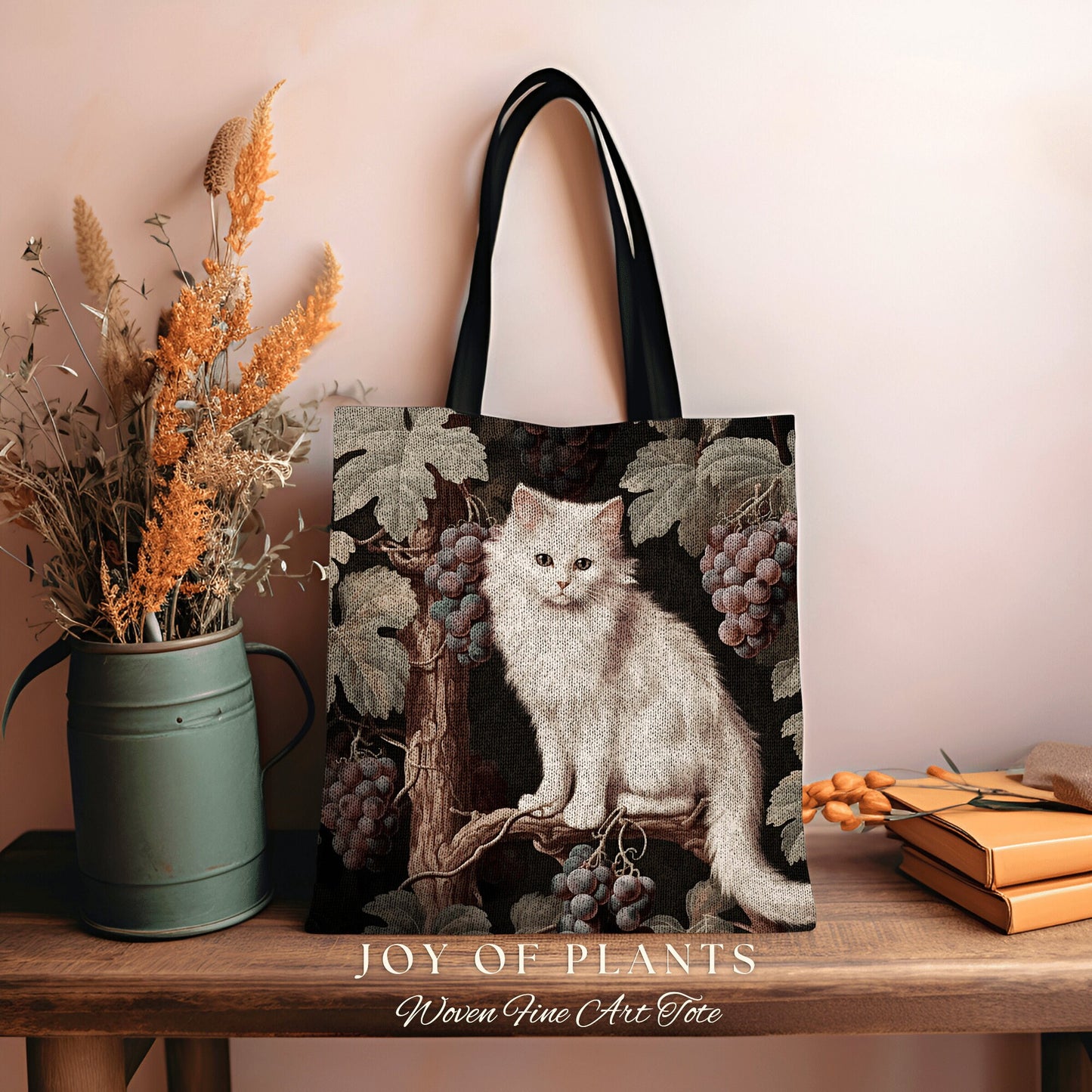 Victorian Gothic Cat Tote Bag Woven | William Morris Inspired Tote Bag Aesthetic Maximalist Tapestry Tote Woven Victorian Fairy Core Cat Bag