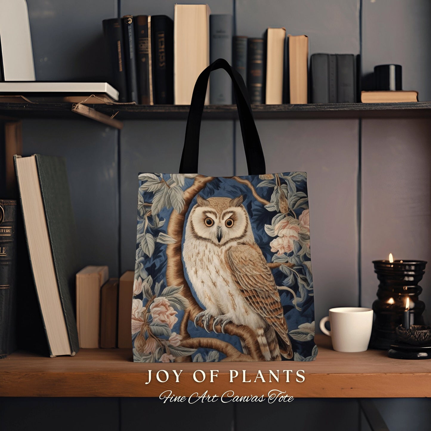 Pastel Gothic Owl Woven Tote | William Morris Inspired Tote Bag Aesthetic Botanical Tapestry Tote Woven Victorian Fairy Core Owl Tote Bag |