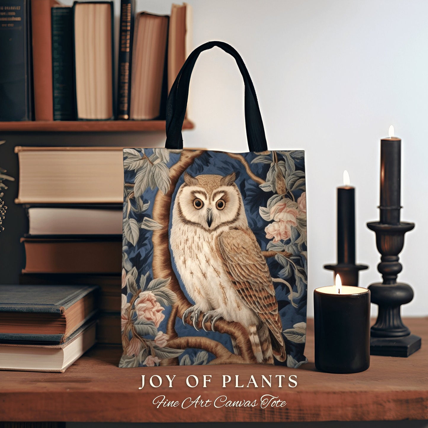 Pastel Gothic Owl Woven Tote | William Morris Inspired Tote Bag Aesthetic Botanical Tapestry Tote Woven Victorian Fairy Core Owl Tote Bag |