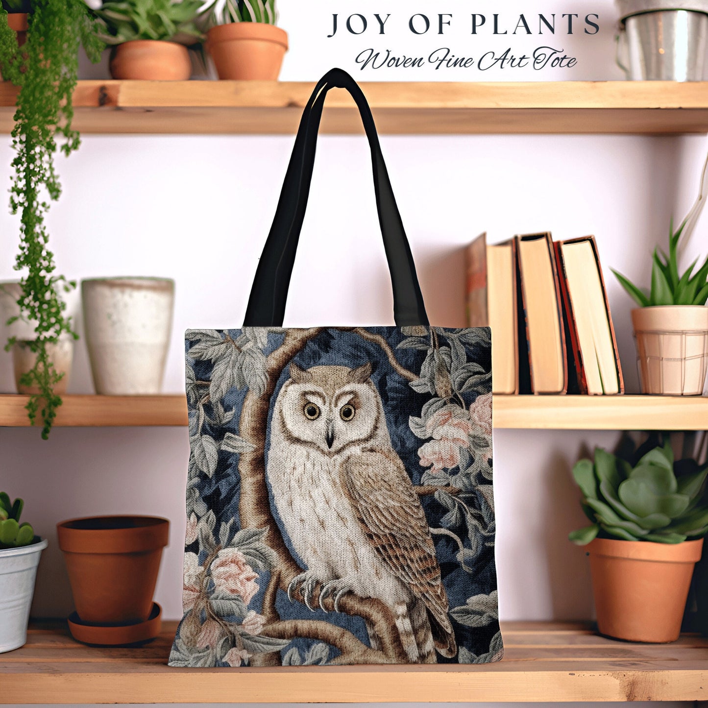 Pastel Gothic Owl Woven Tote | William Morris Inspired Tote Bag Aesthetic Botanical Tapestry Tote Woven Victorian Fairy Core Owl Tote Bag |