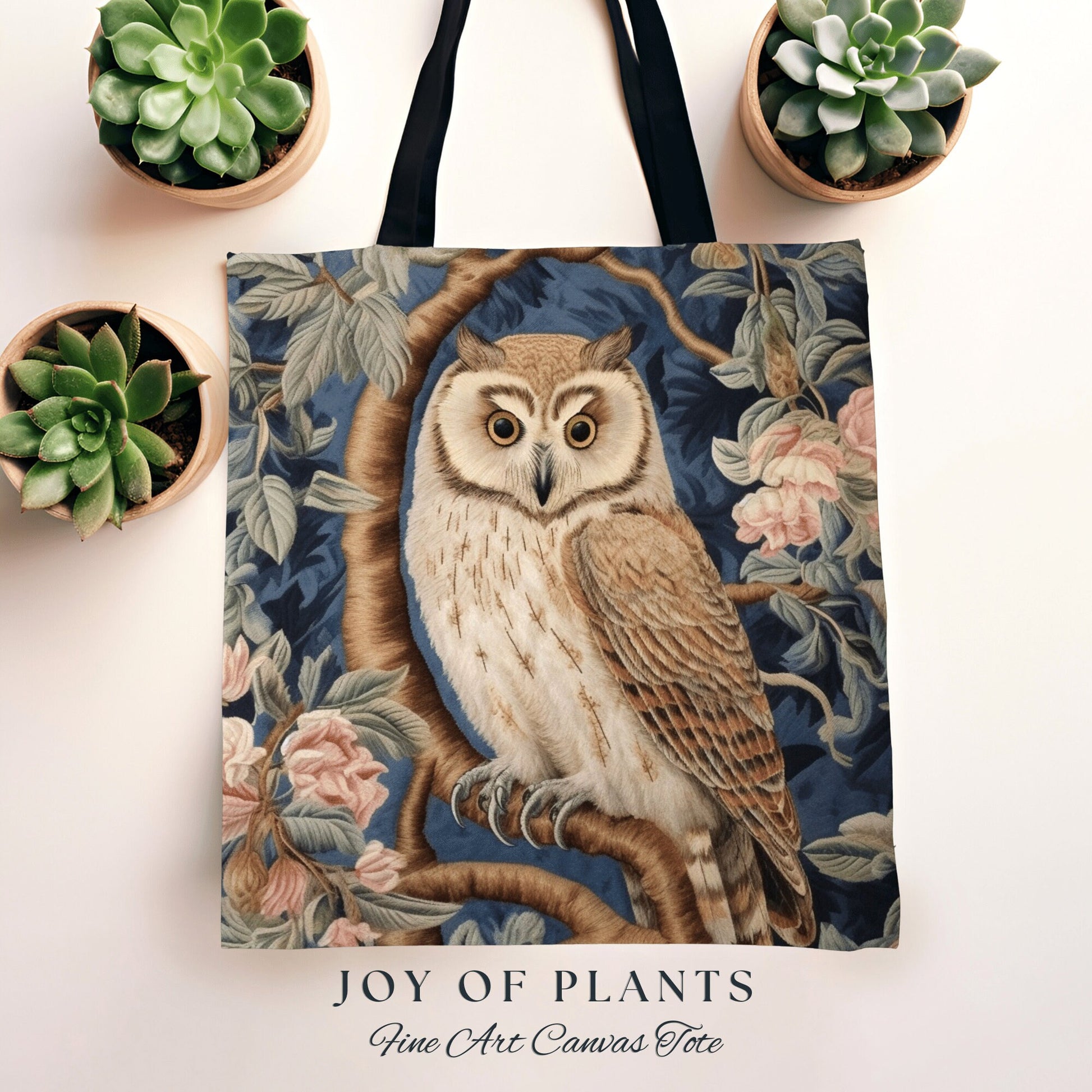 Pastel Gothic Owl Woven Tote | William Morris Inspired Tote Bag Aesthetic Botanical Tapestry Tote Woven Victorian Fairy Core Owl Tote Bag |