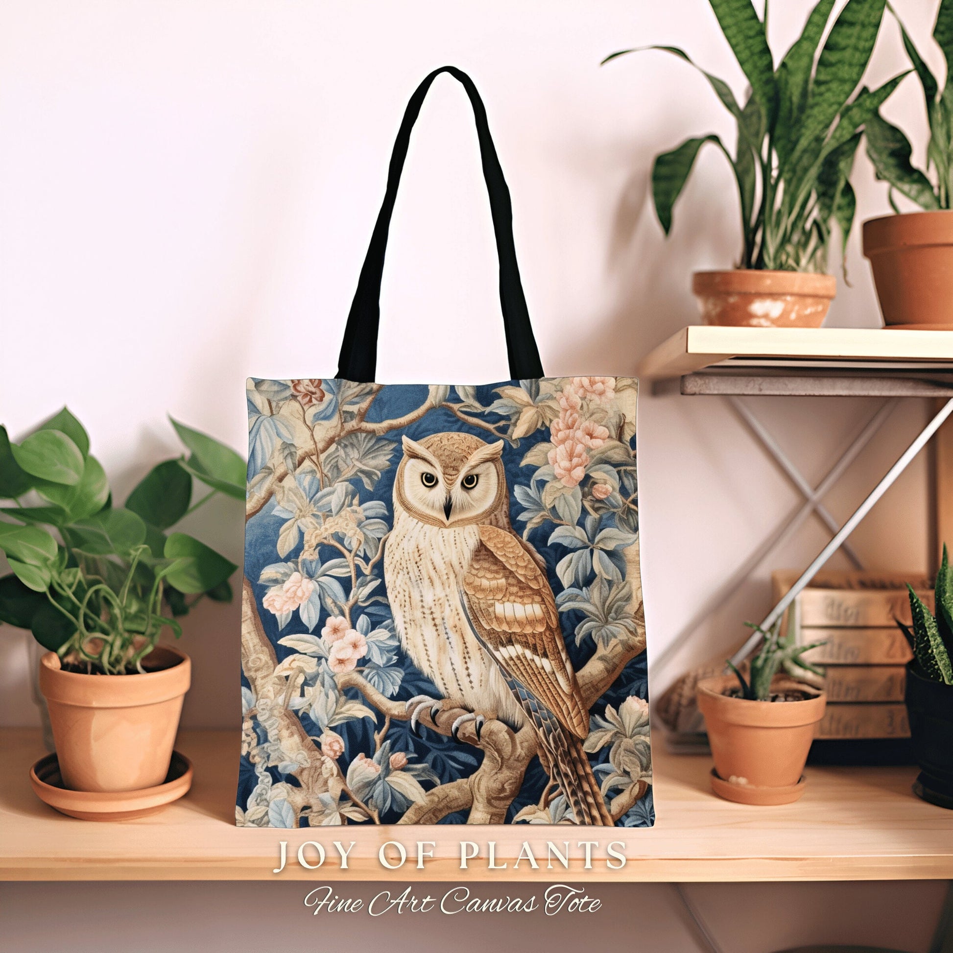 Victorian Gothic Owl Woven Tote | William Morris Inspired Tote Bag Pastel Goth Woodland Tapestry Tote Woven Victorian Fairy Core Owl Tote |