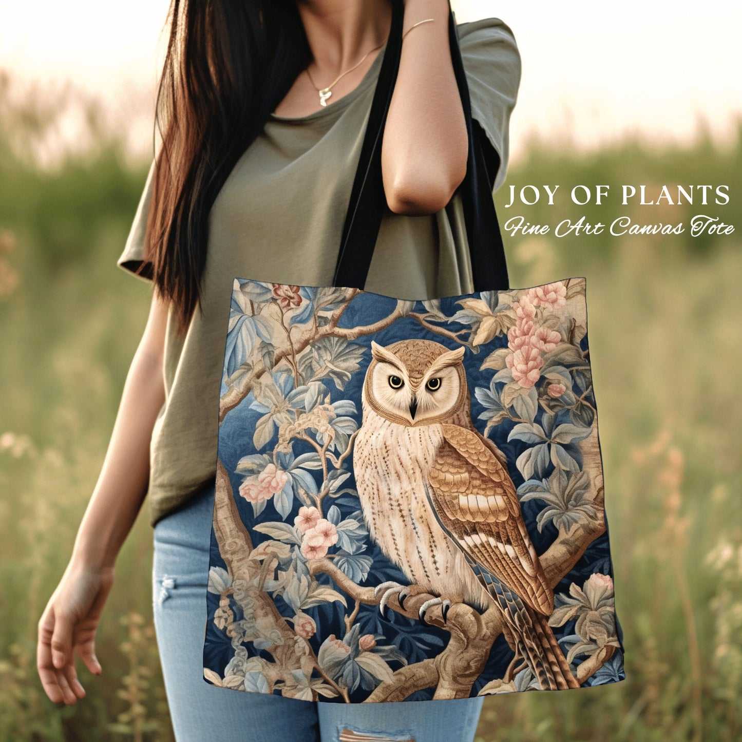 Victorian Gothic Owl Woven Tote | William Morris Inspired Tote Bag Pastel Goth Woodland Tapestry Tote Woven Victorian Fairy Core Owl Tote |