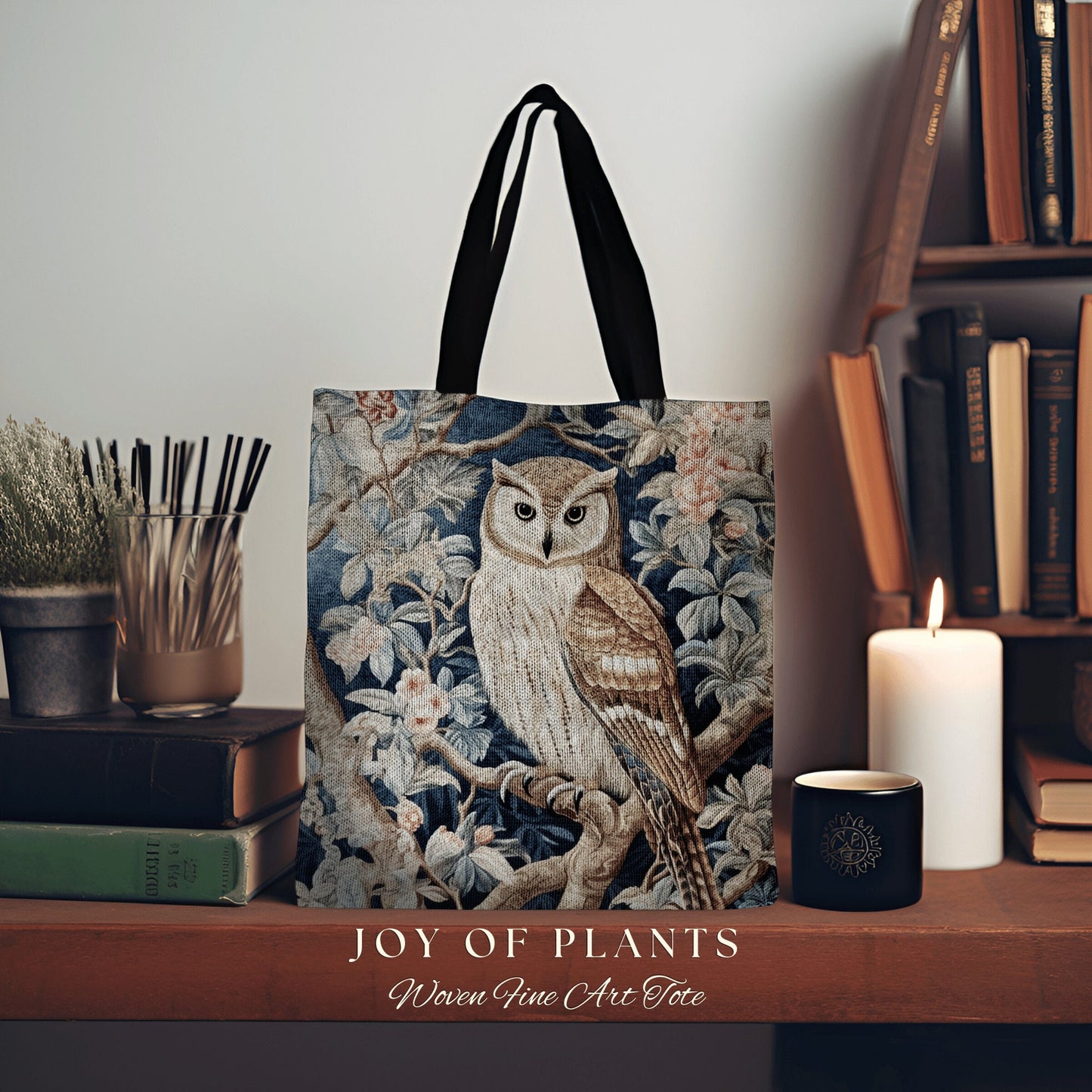 Victorian Gothic Owl Woven Tote | William Morris Inspired Tote Bag Pastel Goth Woodland Tapestry Tote Woven Victorian Fairy Core Owl Tote |