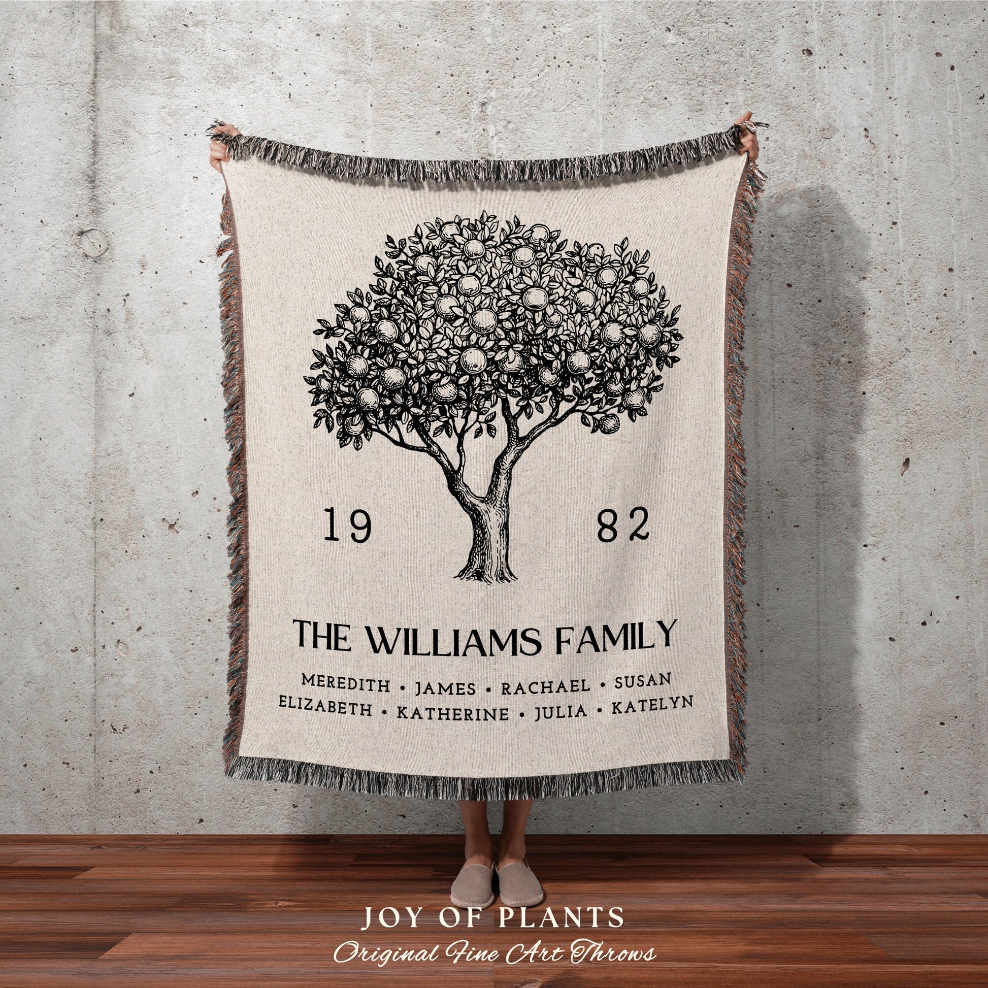 Family Heritage Woven Tapestry | Family Gift Personalized Mother's Day Custom Blanket for Grandparents Meaningful Gift for Family Last Name