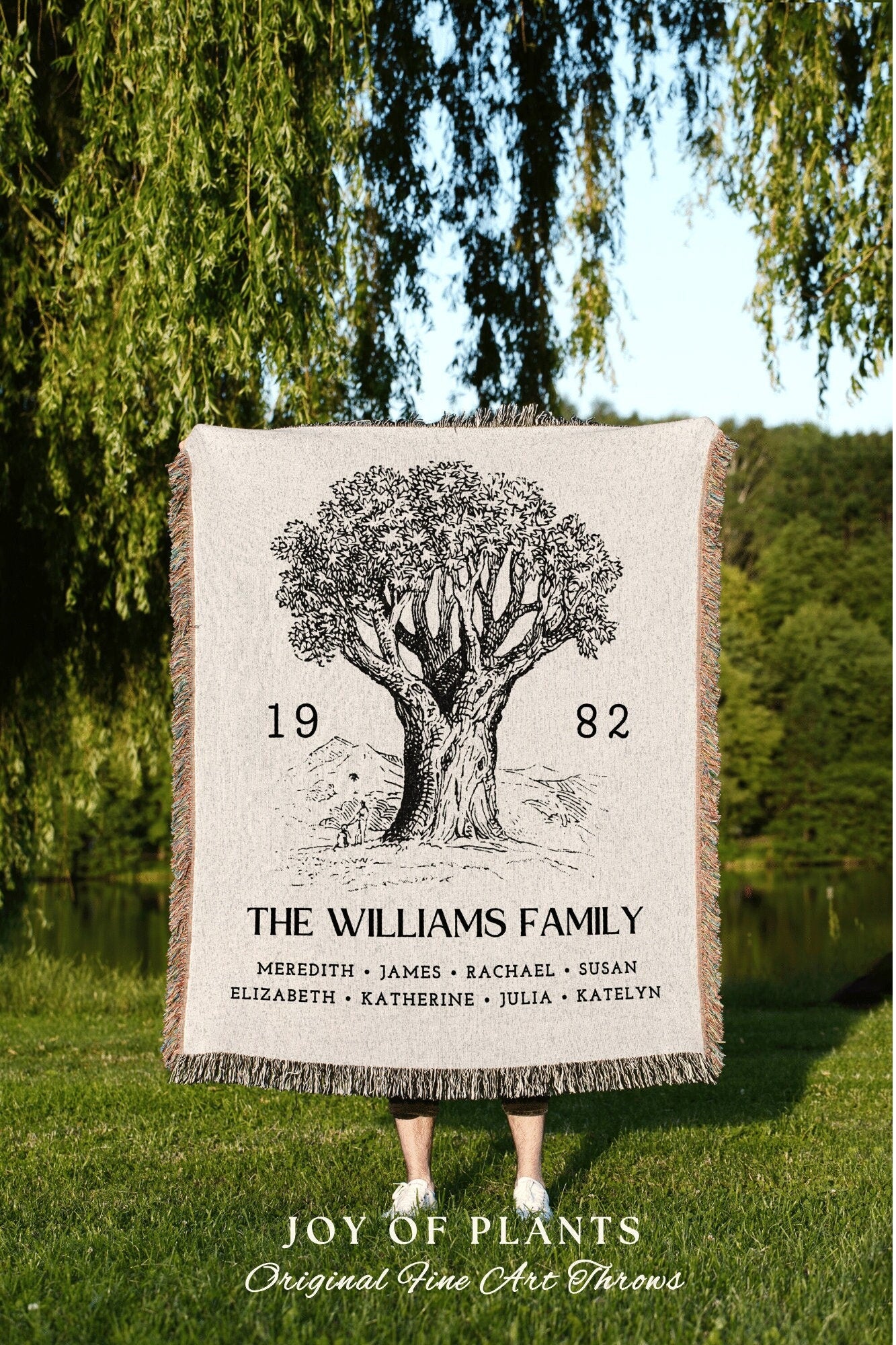 Woven Family Tapestry Blanket | Family Gift Personalized Mother's Day Custom Blanket for Grandparents Meaningful Gift for Family Last Name |