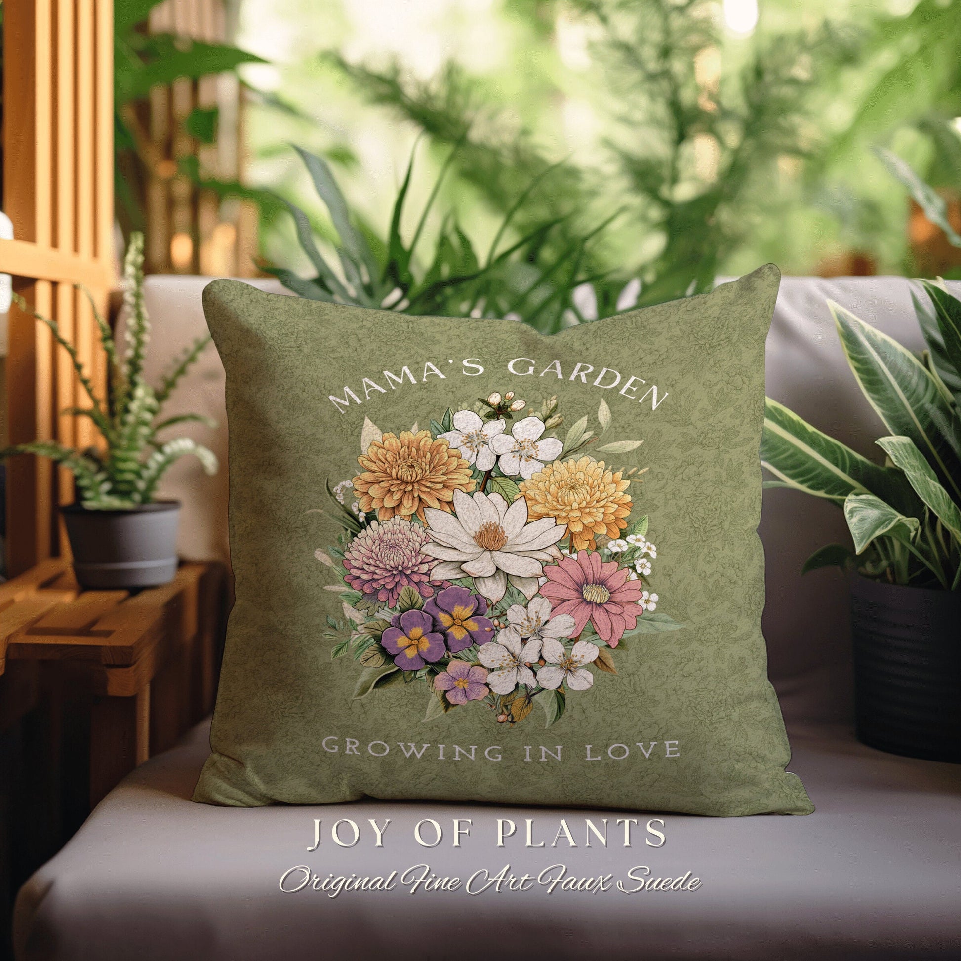 Custom Birth Month Flower Pillow | Personalized Birth Month Flower Bouquet for Mom and Nana's Garden Custom Birthflower Pillow Personalized