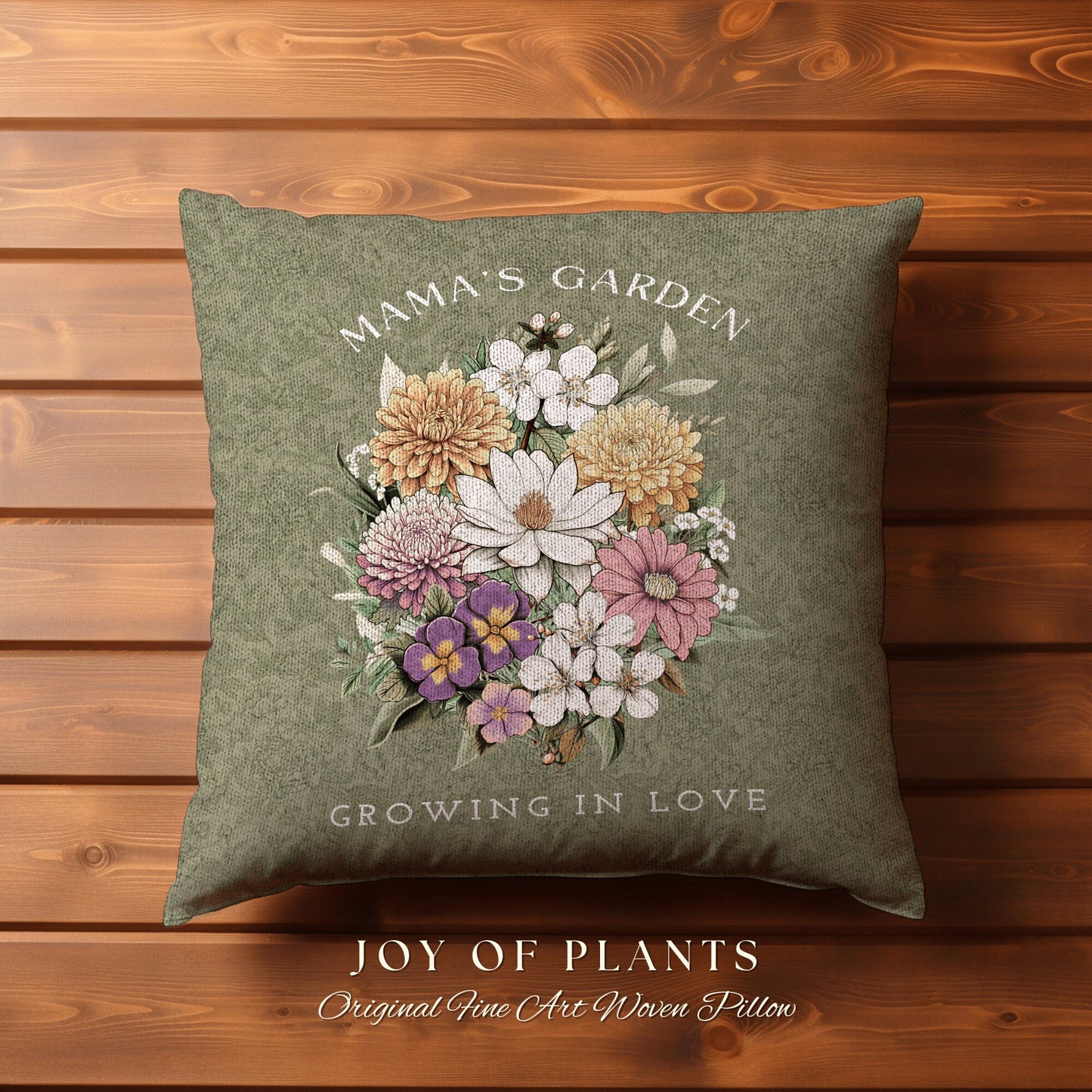 Family Garden Birth Flower Pillow | Personalized Birth Month Flower Bouquet for Mom and Mimi's Garden Custom Birthflower Pillow Personalized