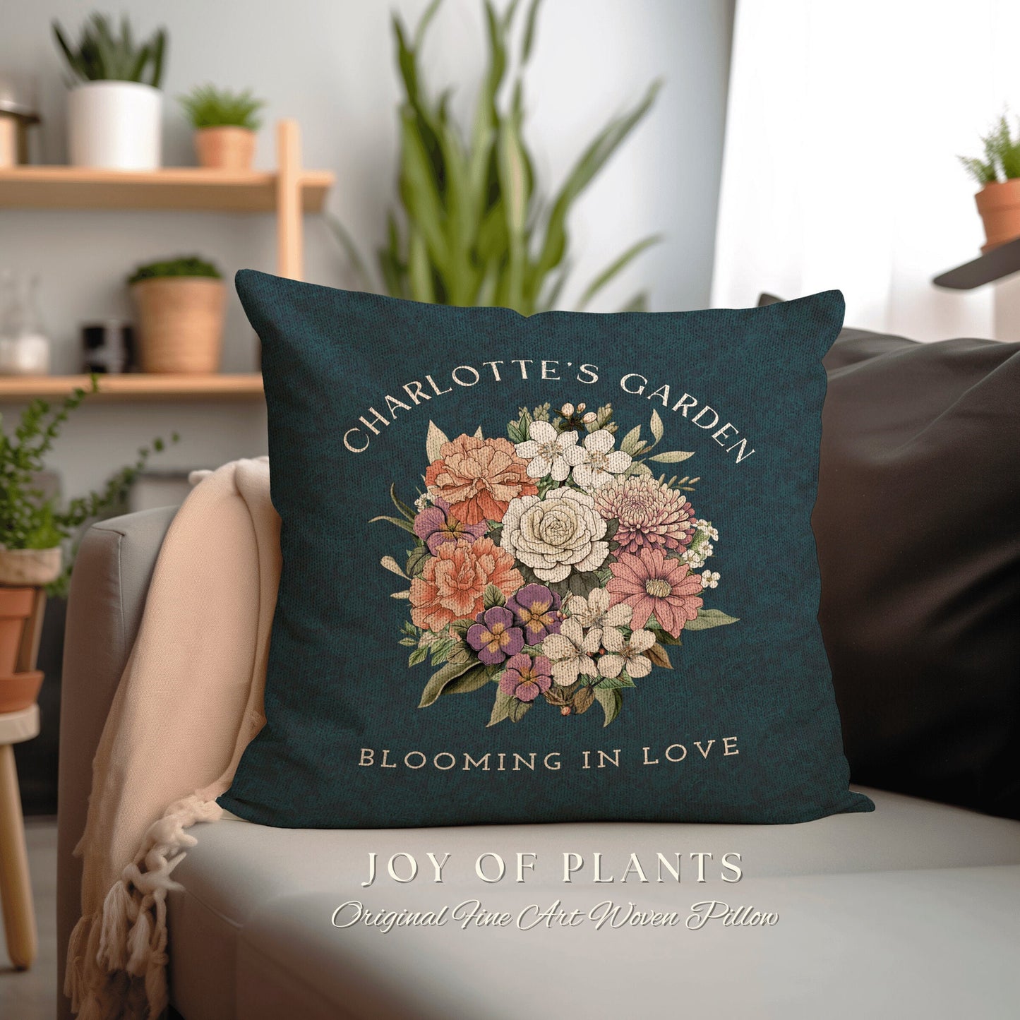 Family Garden Birth Flower Pillow | Personalized Birth Month Flower Bouquet for Mom and Mimi's Garden Custom Birthflower Pillow Personalized