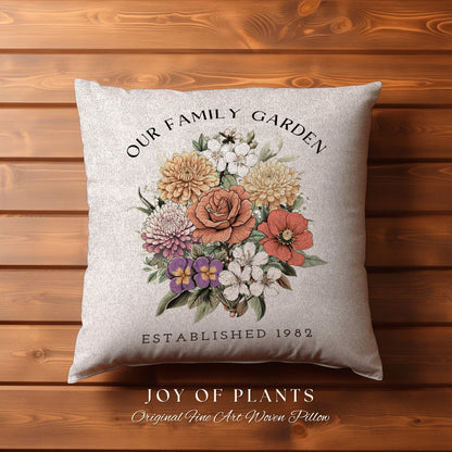 Flower Bouquet Personalized Pillow | Custom Birth Month Flower Bouquet for Mom and Grandma Garden Birthflower Pillow Personalized Bouquet |