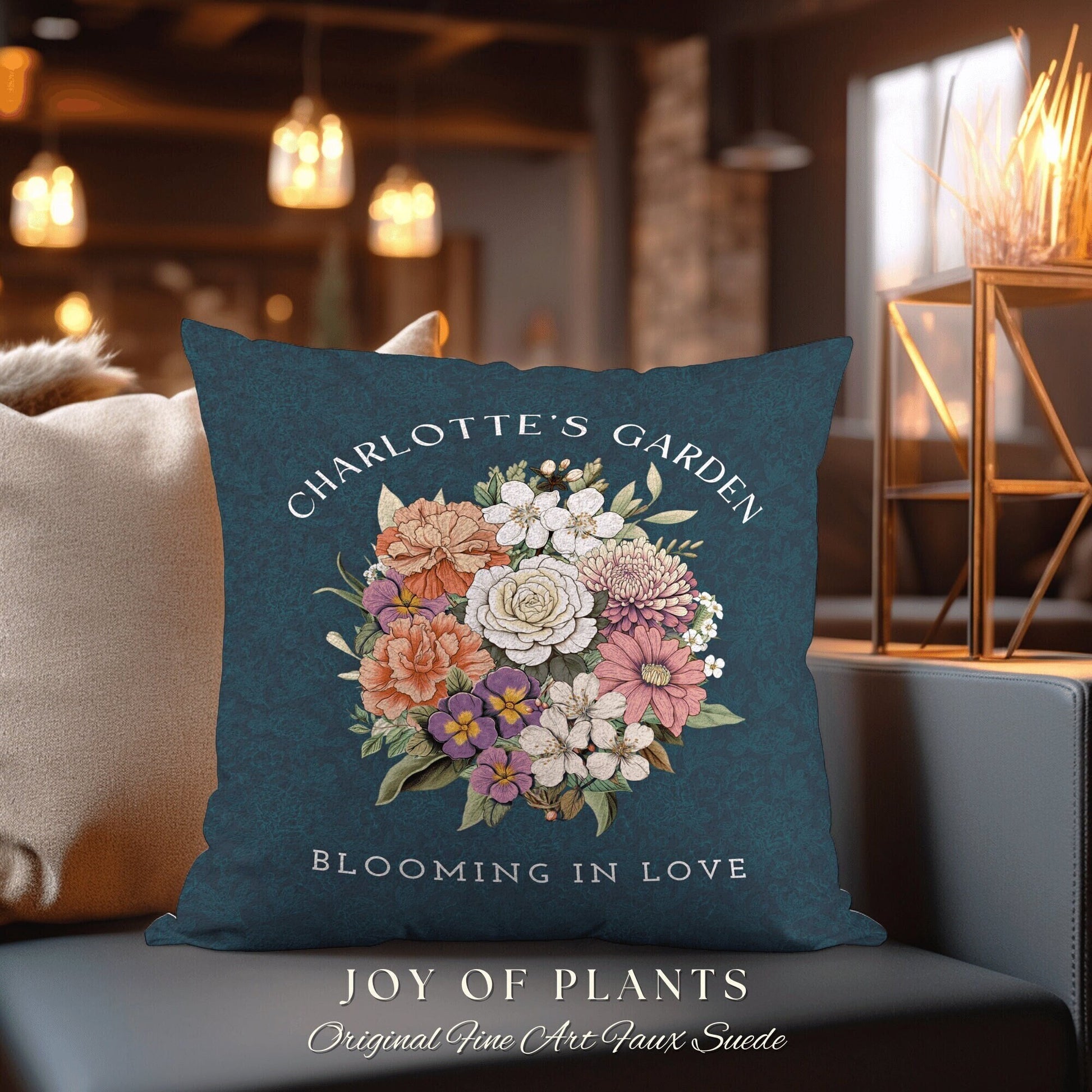 Family Garden Birth Flower Pillow | Personalized Birth Month Flower Bouquet for Mom and Mimi's Garden Custom Birthflower Pillow Personalized