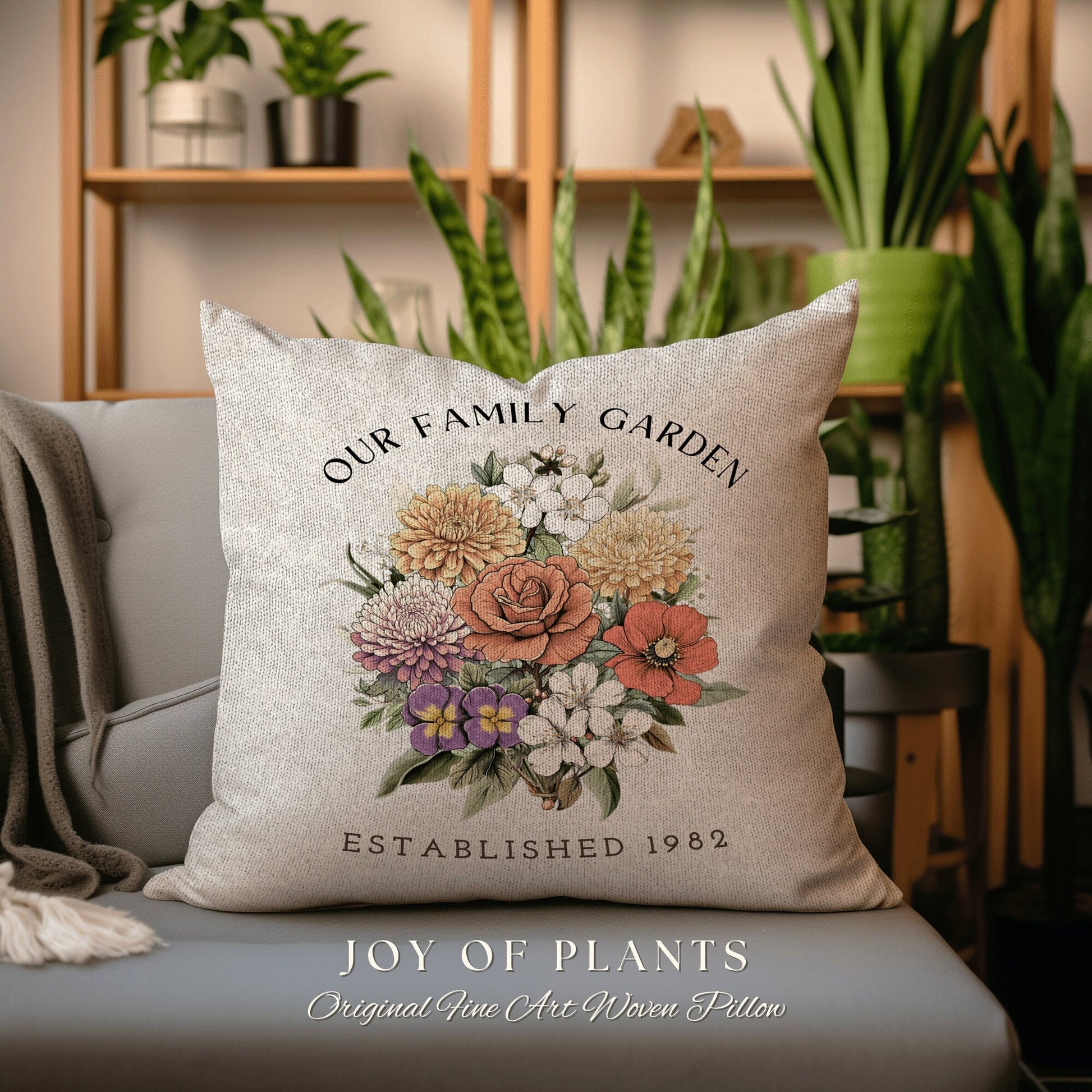 Flower Bouquet Personalized Pillow | Custom Birth Month Flower Bouquet for Mom and Grandma Garden Birthflower Pillow Personalized Bouquet |