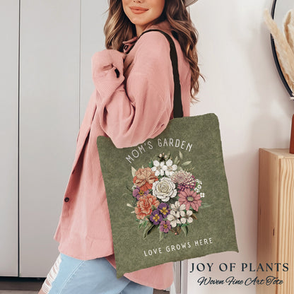 Birth Flower Bouquet Tote Bag | Personalized Birth Month Flower Bouquet for Mom and Mimi's Garden Custom Birthflower Tote Personalized Gift