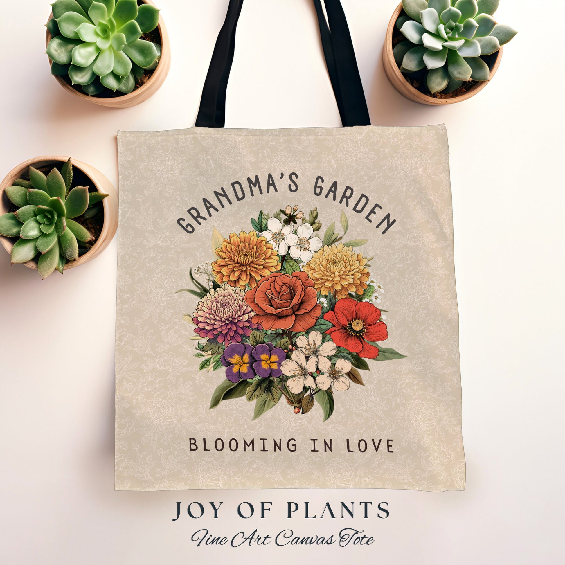 Mom's Garden Custom Birth Flower Tote | Personalized Birth Month Flower Bouquet for Family Garden Custom Birthflower Tote Personalized Gifts