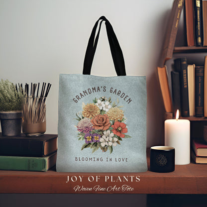 Mom's Garden Custom Birth Flower Tote | Personalized Birth Month Flower Bouquet for Family Garden Custom Birthflower Tote Personalized Gifts