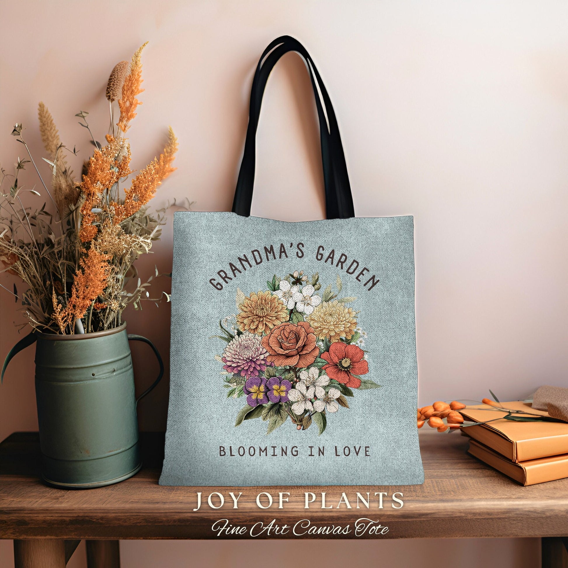 Grandma's Garden Birth Flower Bouquet Tote | Personalized Birth Month Flower Bouquet for Family Garden Custom Birthflower Tote Personalized