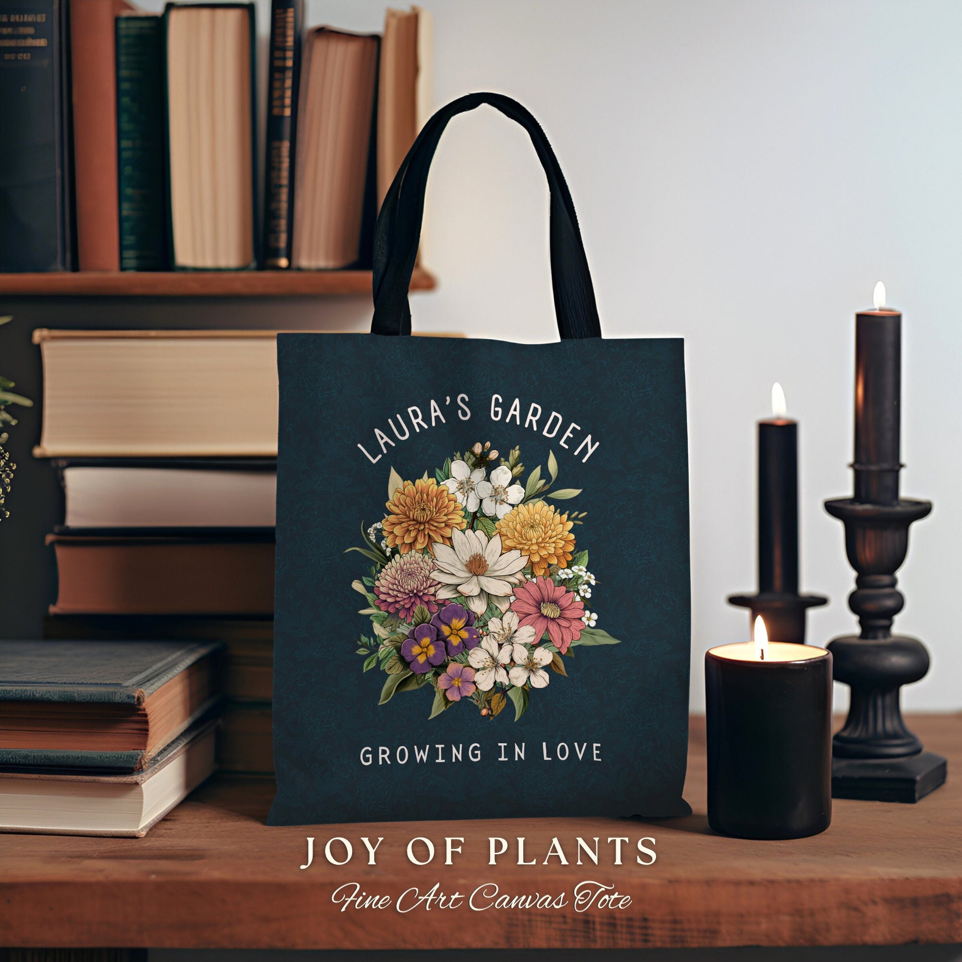 Personalized Birth Flower Bouquet Tote | Personalized Birth Month Flower Bouquet for Mom Garden Custom Birthflower Tote Personalized Bouquet