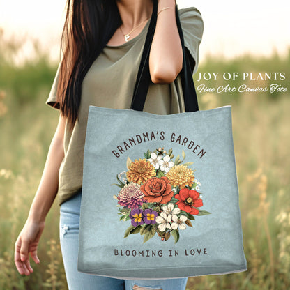 Personalized Birth Flower Bouquet Tote | Personalized Birth Month Flower Bouquet for Mom Garden Custom Birthflower Tote Personalized Bouquet