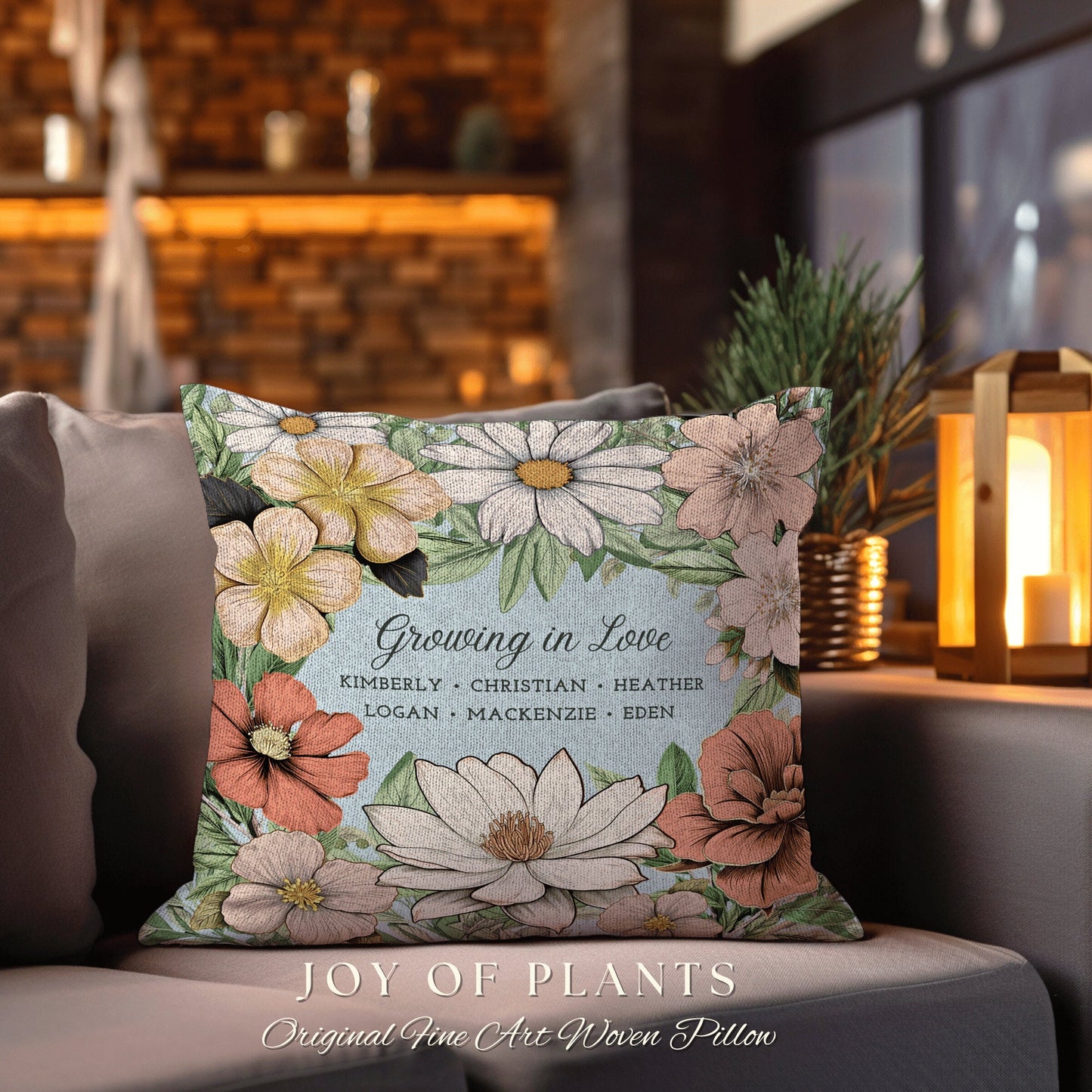 Family Garden Birth Flower Pillow | Custom Birth Month Flower Bouquet for Mom and Nana's Garden Custom Birthflower Pillow Personalized Gift