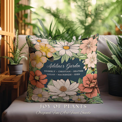 Family Garden Birth Flower Pillow | Custom Birth Month Flower Bouquet for Mom and Nana's Garden Custom Birthflower Pillow Personalized Gift