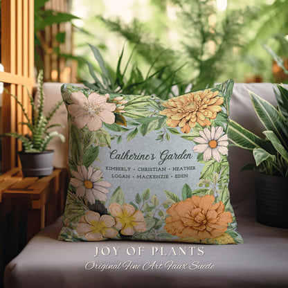 Grandma's Garden Flower Garden Pillow | Custom Birth Month Flower Bouquet for Mom and Mimi's Garden Custom Birthflower Pillow Personalized |