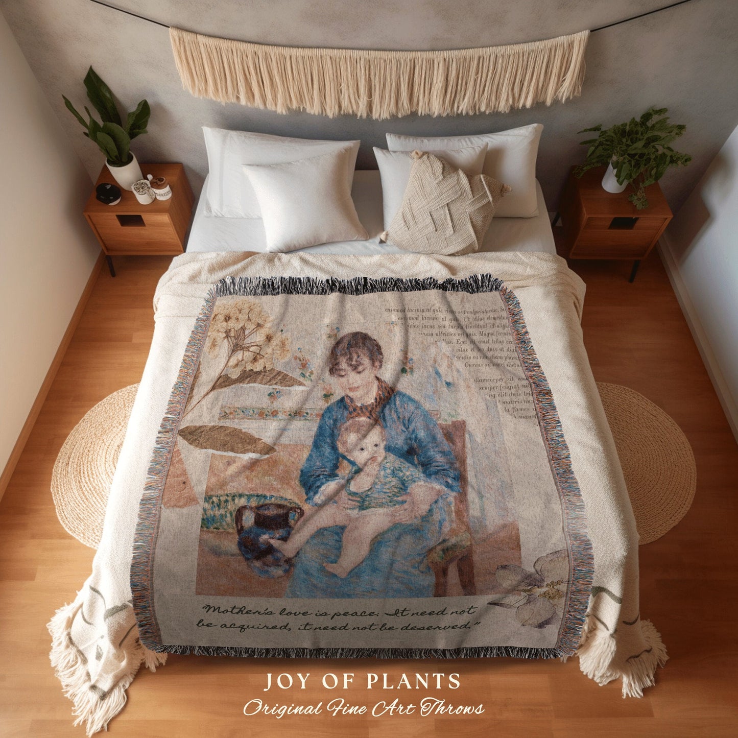 Mother Daughter Art Blanket | Mary Cassatt Mother's Day Keepsake Blanket Woven Throw Gift for Mom Custom Blanket Quote Meaningful Mom Gift |