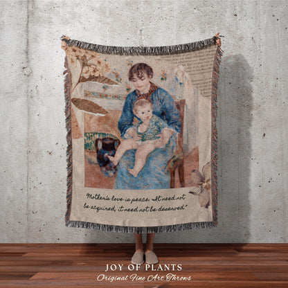 Mother Daughter Art Blanket | Mary Cassatt Mother's Day Keepsake Blanket Woven Throw Gift for Mom Custom Blanket Quote Meaningful Mom Gift |