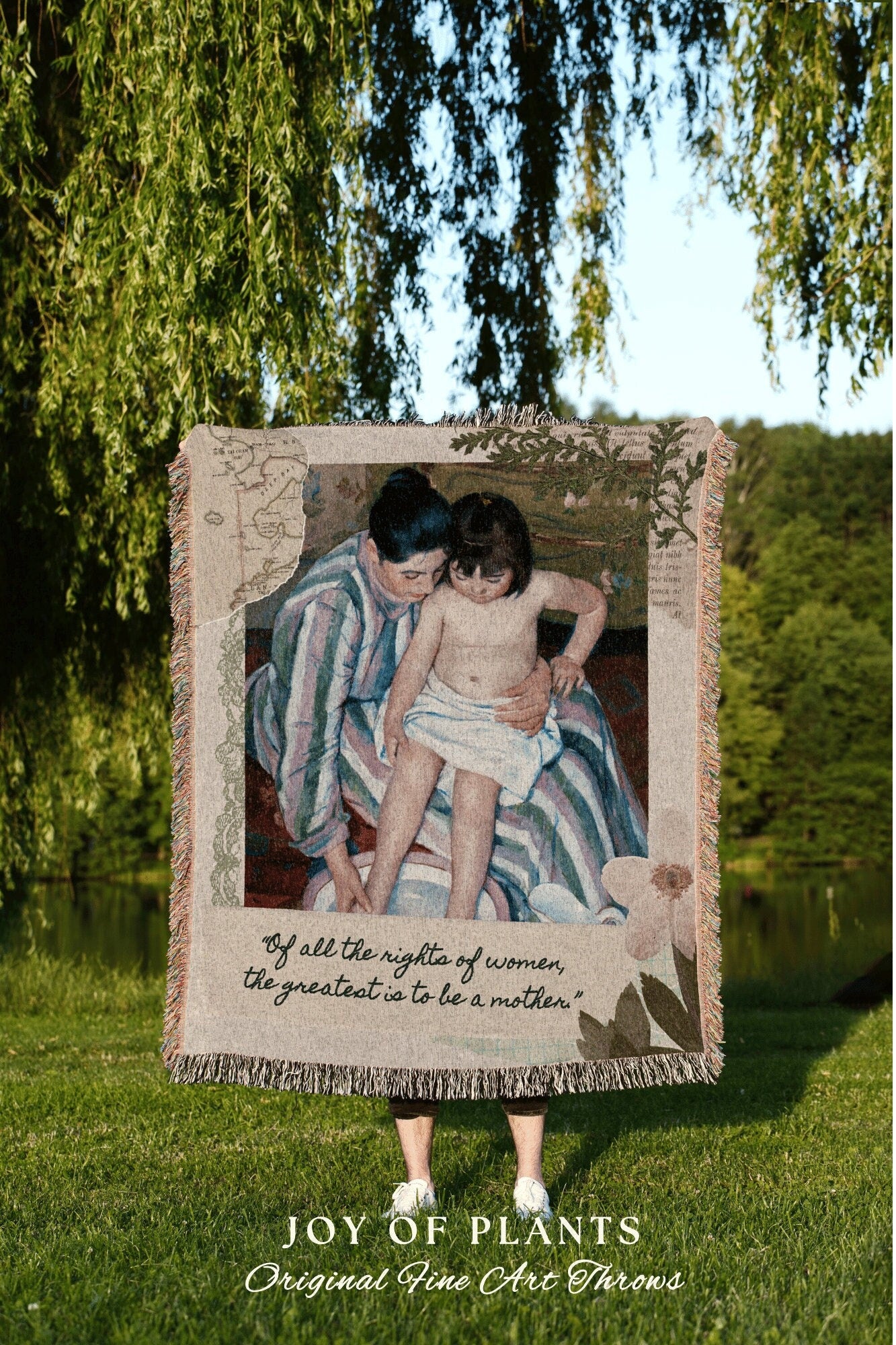 Custom Mom Quote Blanket | Mary Cassatt Mother's Day Keepsake Blanket Woven Throw Gift for Mom Custom Blanket Quote Meaningful Mommy Blanket