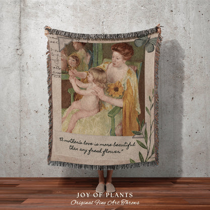 New Mom Custom Blanket | Mary Cassatt Mother's Day for Mom from Kids Gift Meaningful Blanket Woven Throw New Mom Personalized Mom Keepsake |