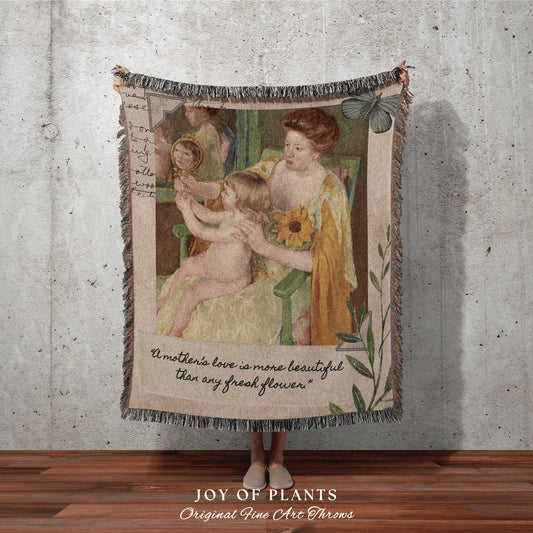 New Mom Custom Blanket | Mary Cassatt Mother's Day for Mom from Kids Gift Meaningful Blanket Woven Throw New Mom Personalized Mom Keepsake |